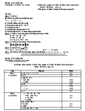 Kiểm tra định kì tiết 18 năm học 2016 - 2017 môn Số học lớp 6